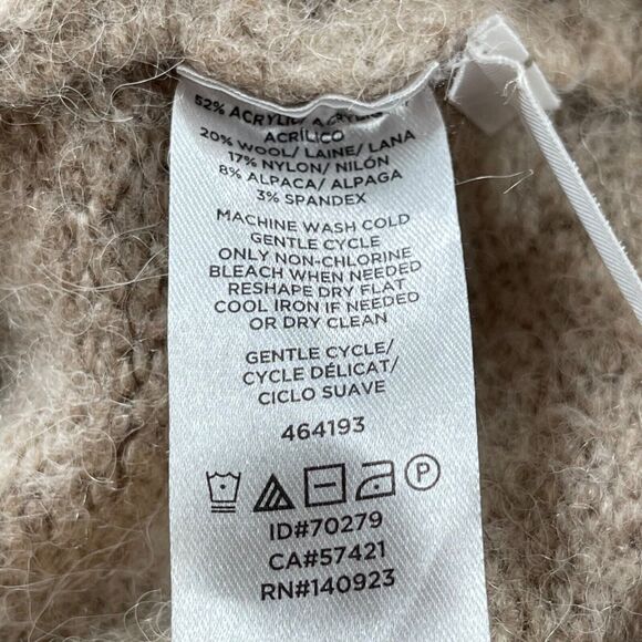 Loft Cardigan Womens Medium Taupe Alpaca Wool Blend Hood Pockets Thick Warm - Picture 6 of 12